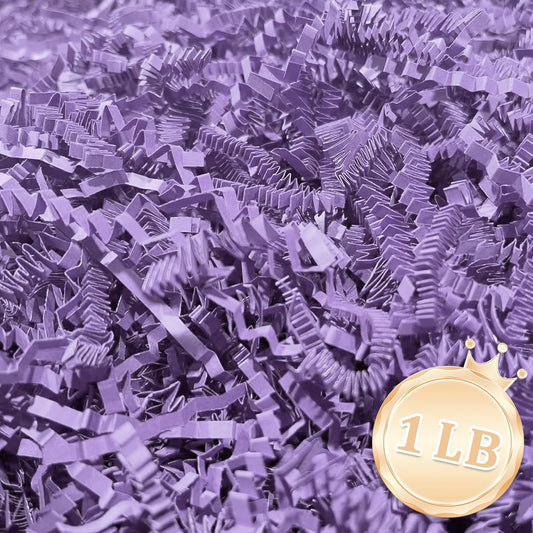 1 LB Light Purple Crinkle Cut Paper Shred Filler Great for Gift Wrapping, Light Purple Basket Fillers, Birthday, Gift Wrapping, Halloween Thanksgiving Christmas Easter Party Decor Filling Supplies