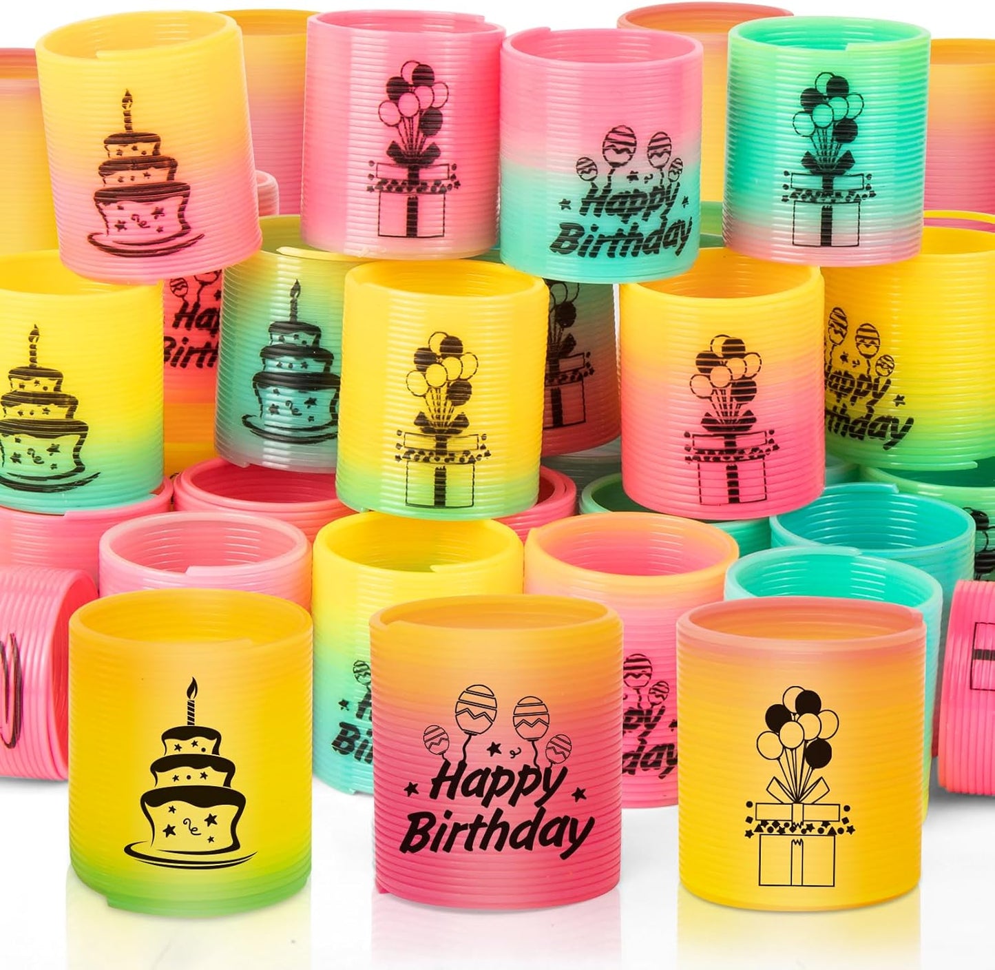 36 Pack Spring Rainbow Magic Fidget Stress Coil Mini Springs Bulk Toys Party Favor For Kids Birthday Carnival Prize Goodie Bag Stuffers For Boys Girls (Birthday)