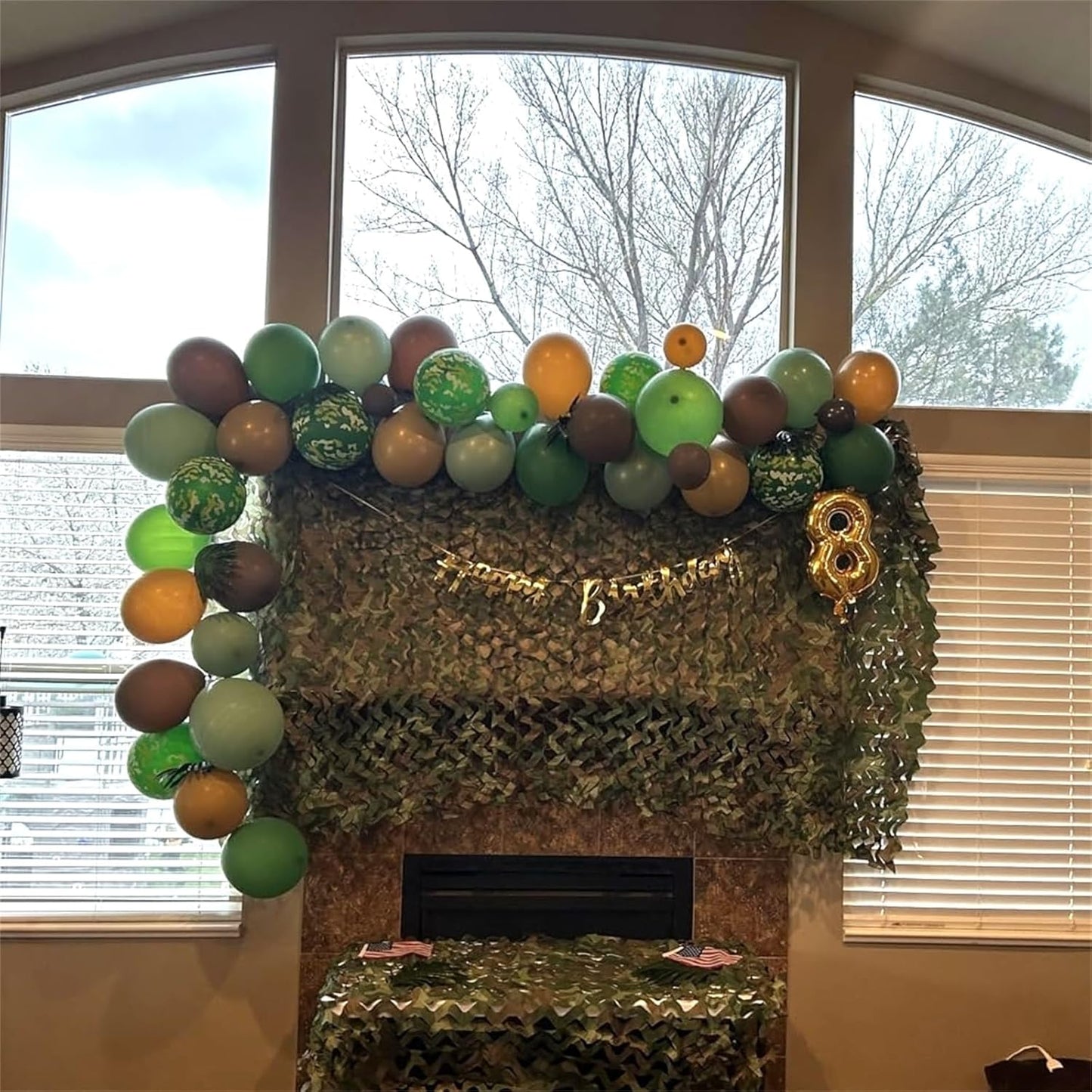 Green and Brown Army Balloons Set, 12 Inch Dark Sage Green Retro Light Coffee Brown Camo Latex Balloons for Camouflage Birthday Party Hunting Soldier Camping Jungle Themed Party Decorations Supplies