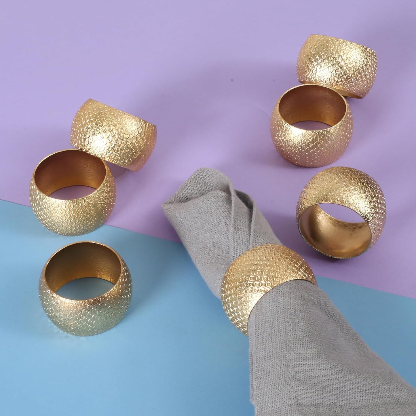 Gold Napkin Rings Set of 12 - Metal Heavy Duty Serviette Holders | Perfect for Dining Table, Weddings, Thanksgiving, Christmas & Everyday Use | Metallic Adornment for Table Setting- ALPHA Living HOME