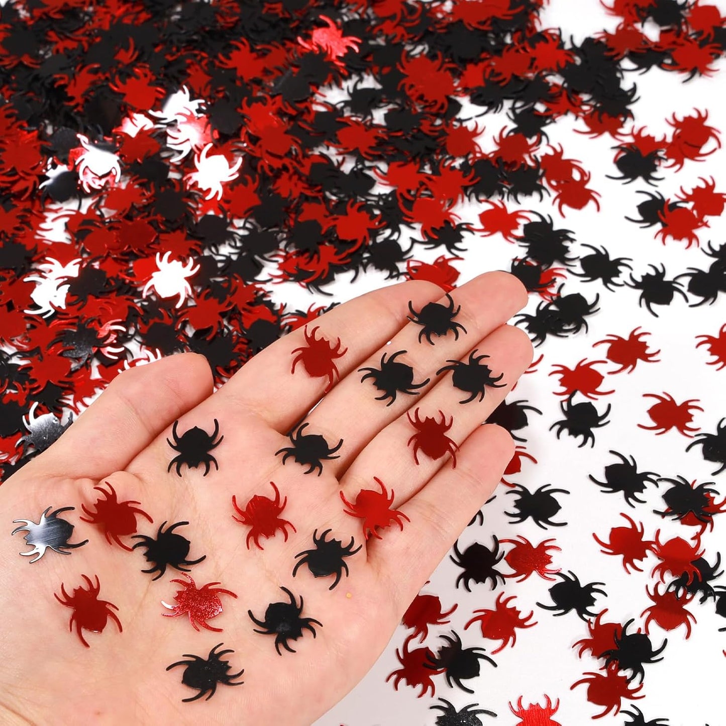 Halloween Party Table Scatter Confetti, 3000 Pcs Red and Black Spider Foil Metallic Confetti for Halloween Party Table Decorations