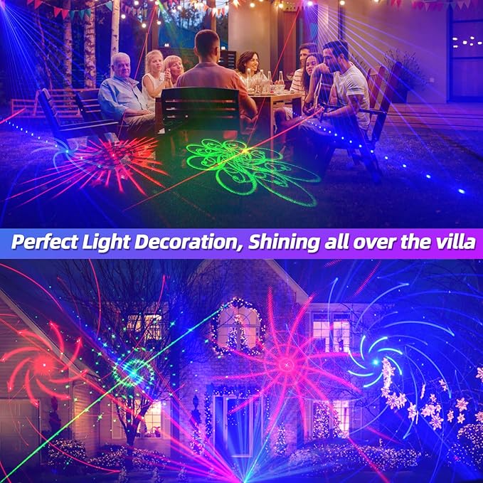 Party Lights, Sound Activated Stage Laser Lights with Remote Control, Disco DJ Lights Strobe Light Rave - Dance Floor Light Rotating with Patterns for Christmas Wedding Birthday