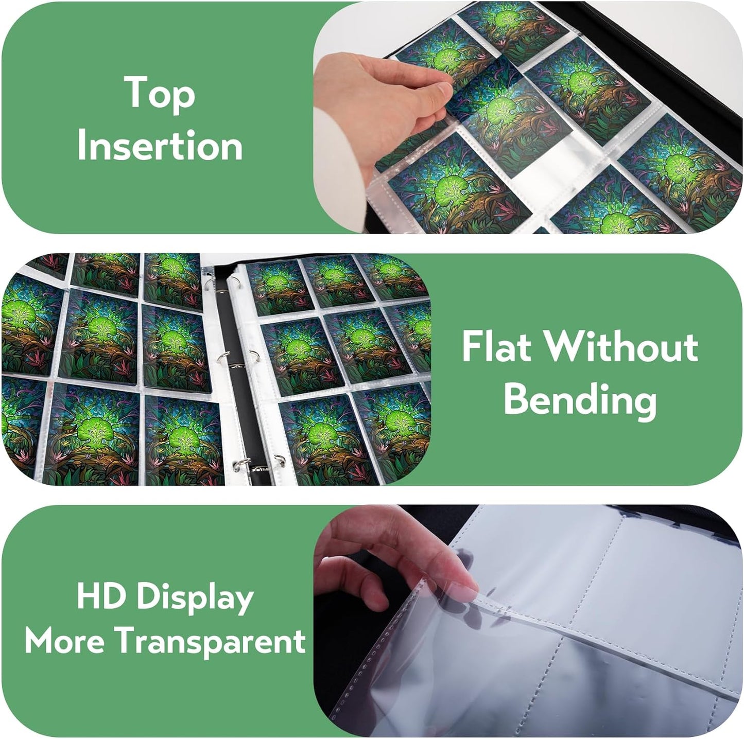 9 Pocket Card Binder for MTG/YGO/PTCG/Game Cards, Holds 900 Cards,Premium Card Collector Book for TCG Players,Toys Gifts for Kids(Green)