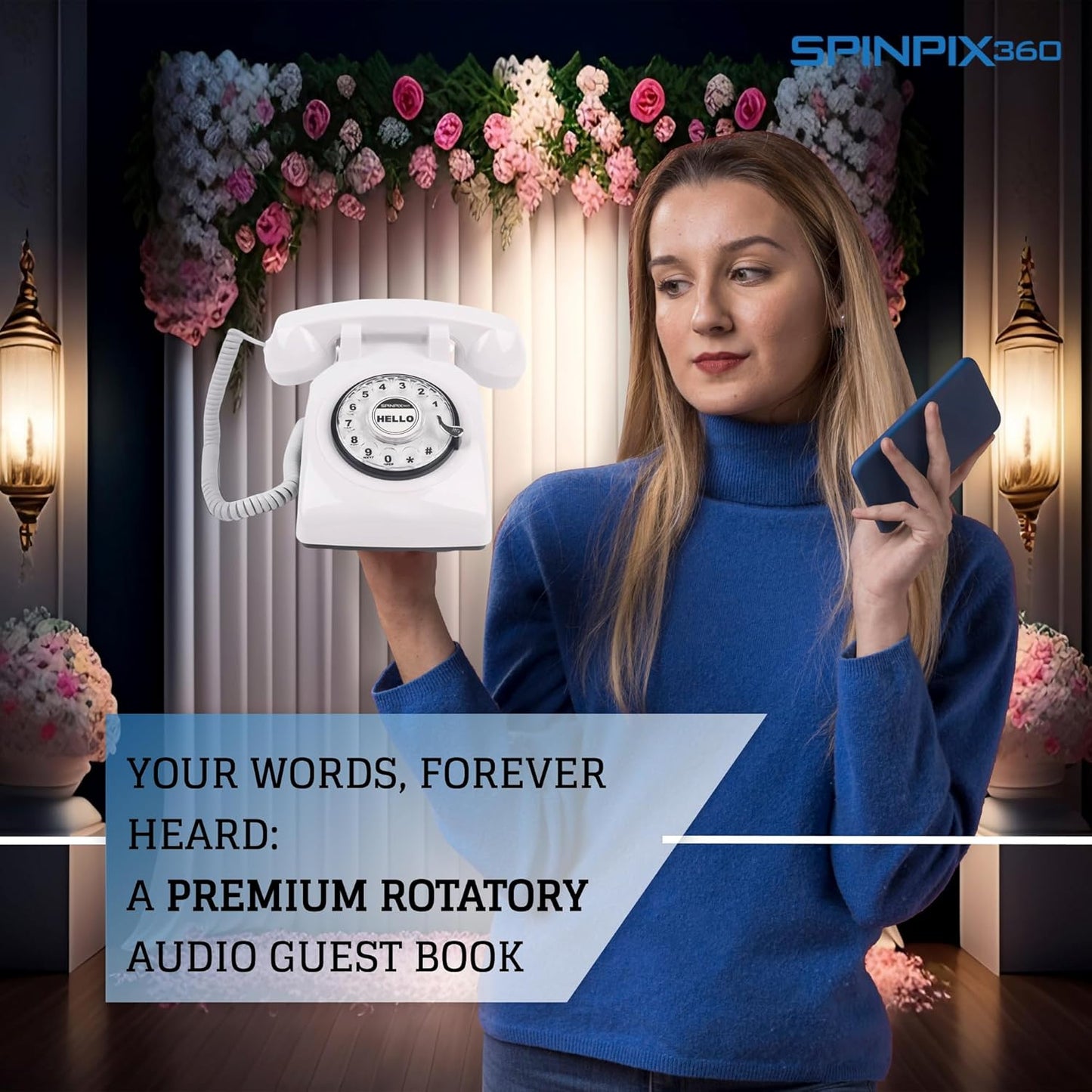 Audio GuestBook for Wedding - Record Customized Audio Messages with Guest Book – A Personal and Convenient Way to Preserve Your Special Occasions (White Rottary)