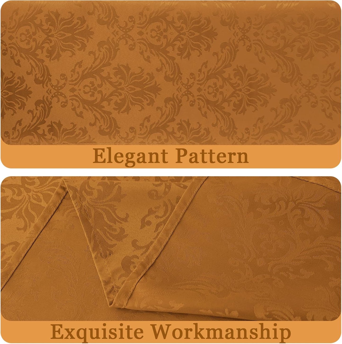 Rectangle Table Cloth - 60 x 120 Inch Brown Jacquard Tablecloths Damask Design Spillproof Wrinkle Resistant Shrinkproof Soft Tablecloth Polyester Oblong Table Cover for Kitchen Dinning Party Tabletop