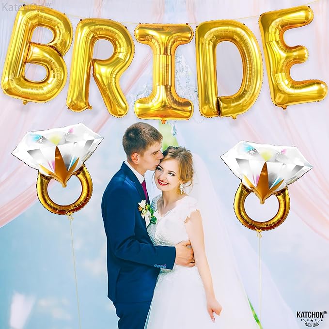 KatchOn, Giant Gold Bride Balloons Bachelorette - 40 Inch | Bride Balloons Gold for Bachelorette Party Decorations | Bridal Shower Balloon for Bridal Shower Decorations