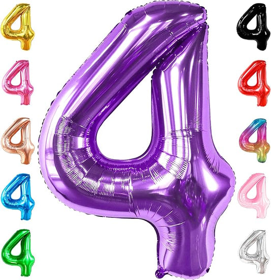 KatchOn, Giant Purple 4 Balloon Number - 40 Inch | Purple Number 4 Balloon, Mermaid 4th Birthday Decorations for Girls, Women | 4th Birthday Balloons | 4th Happy Anniversary Decorations
