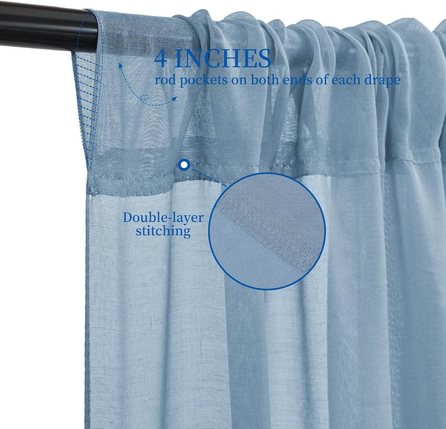 6 Panels Dusty Blue Ceiling Drapes for Wedding, 5ftx30ft Ceiling Drapes Cheesecloth Sheer Fabric Curtain Wedding Arch Draping Fabric Romantic Ceilings Decorations for Weddings Party Ceremony Stage