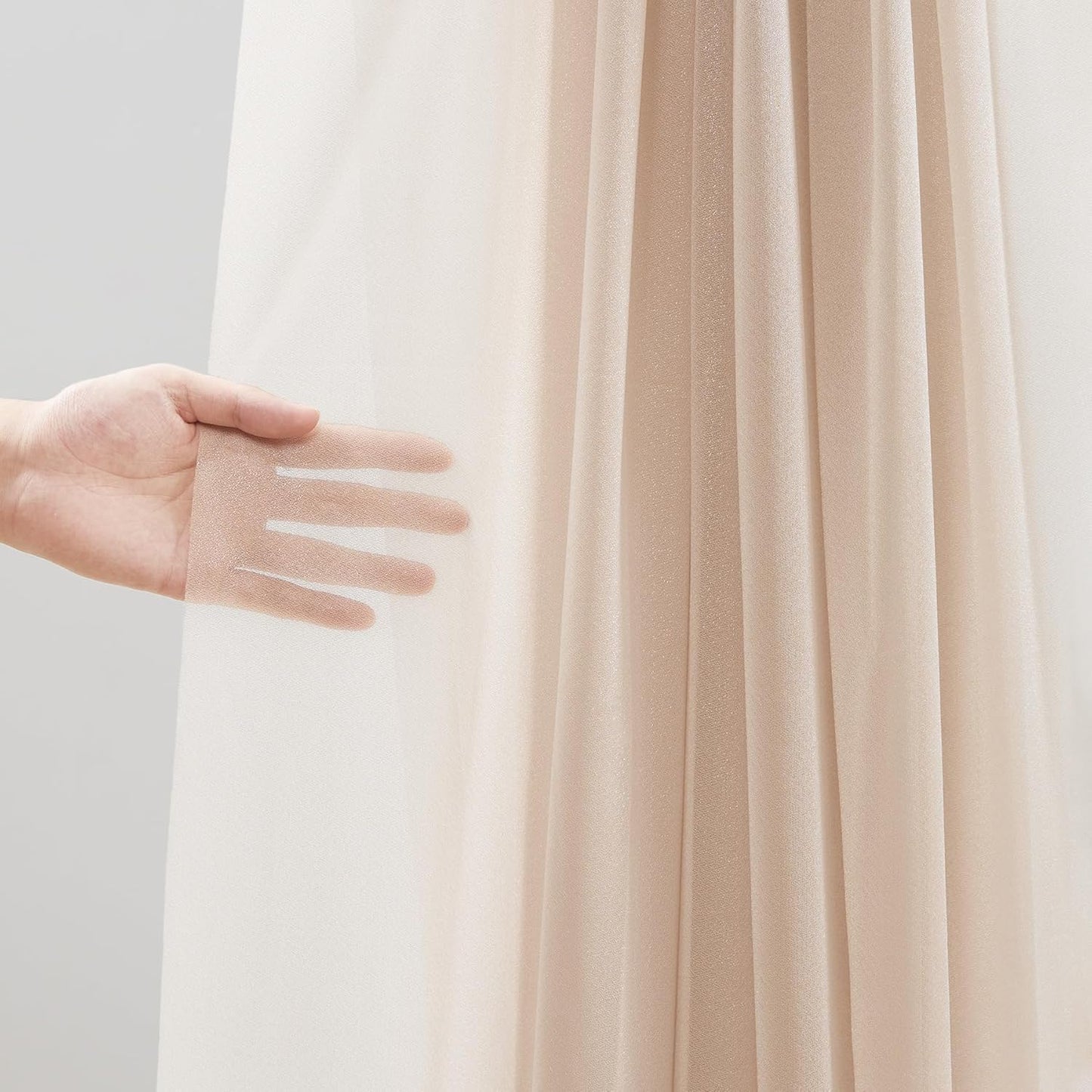 30" x 20Ft Wedding Arch Draping Fabric, 1 Panel Dark Champagne Sheer Curtain Drapes Extra Wide & Long Backdrop Curtains for Wedding Arch Ceremony Birthday Party Decorations