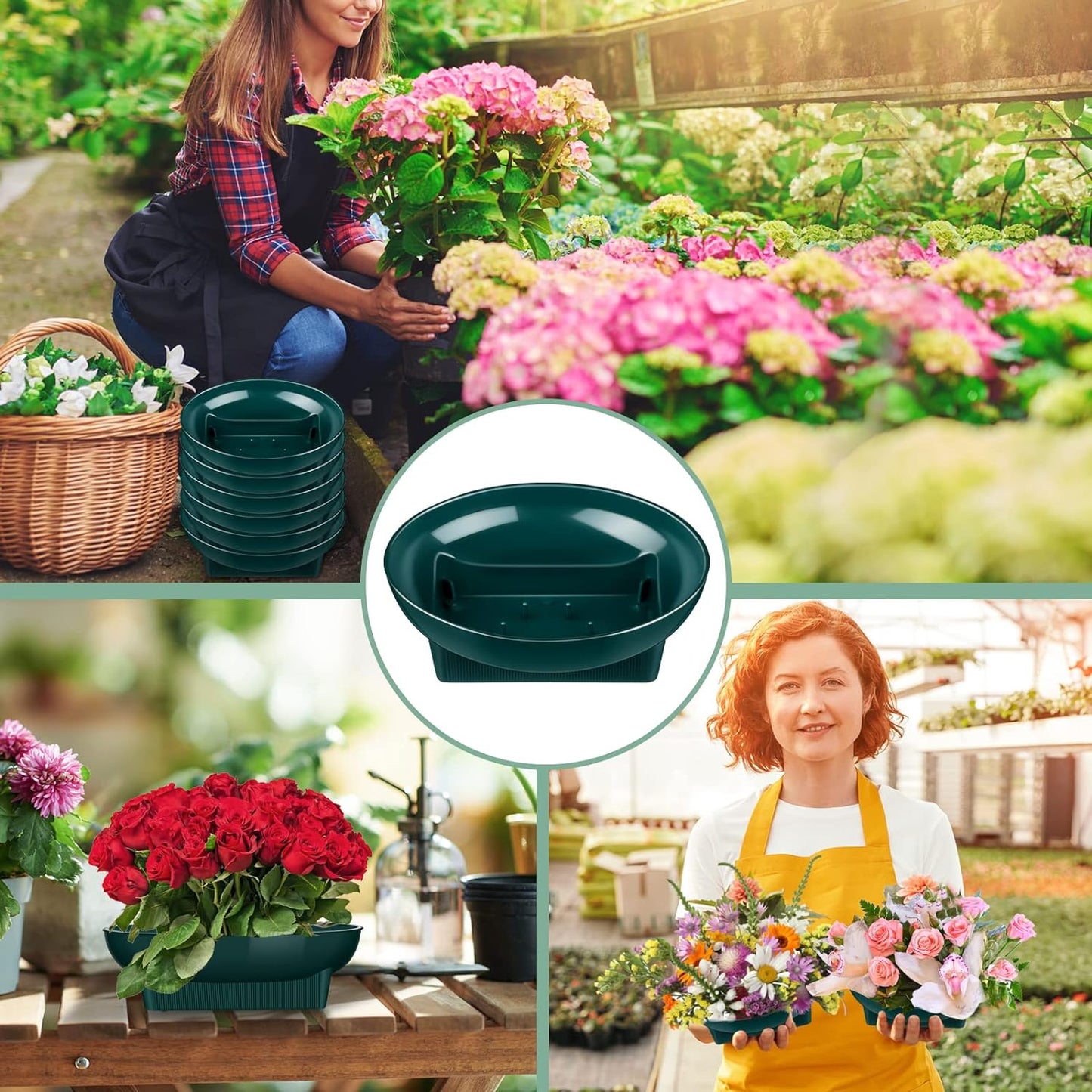 Karenhi 36 Pcs Floral Supplies Green Bowls for Flower Arrangements Large Size 6.3 Inch Floral Foam Bowls for Arrangements Holiday Wedding Fresh Flower Decoration Supplies (Foam Not Include)