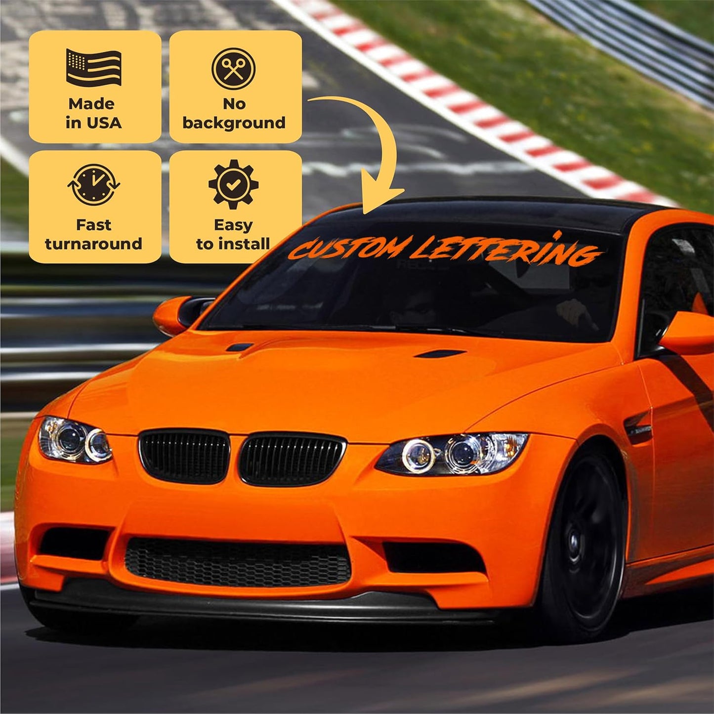 Custom Windshield Decal - Custom Decals for Cars, Truck, Window Lettering - UV Resistant Window Decals for Vehicles - Custom Car Decal Text Banner - Custom Windshield Sticker, Car Truck, SUV