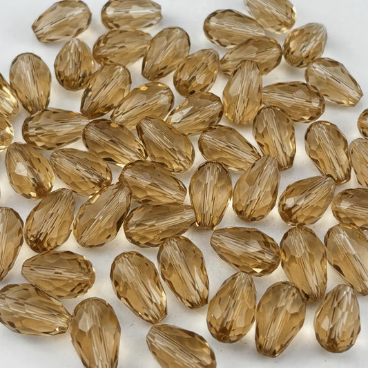 200pcs 3x5mm Teardrop Crystal Glass Beads for Jewelry Making, Faceted Vertical Hole Teardrop Glass Spacer Beads for Wind Chimes Bracelet Earring Necklace DIY Craft(Champagne)