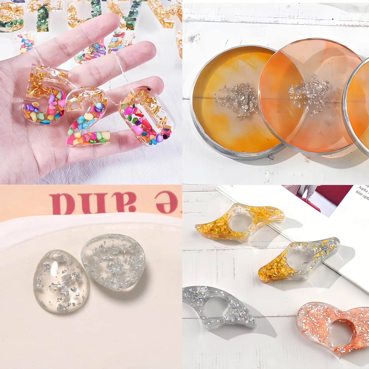 Joyzan Gold Flakes, Gold Foil Leaf Decoration Imitation Metallic Chocolates Baking Sheet Cake Decor Tweezers Resin Cooking Dessert Makeup Nail Art DIY Craft Jewelry Making Painting Slime 20g 2 Bottles