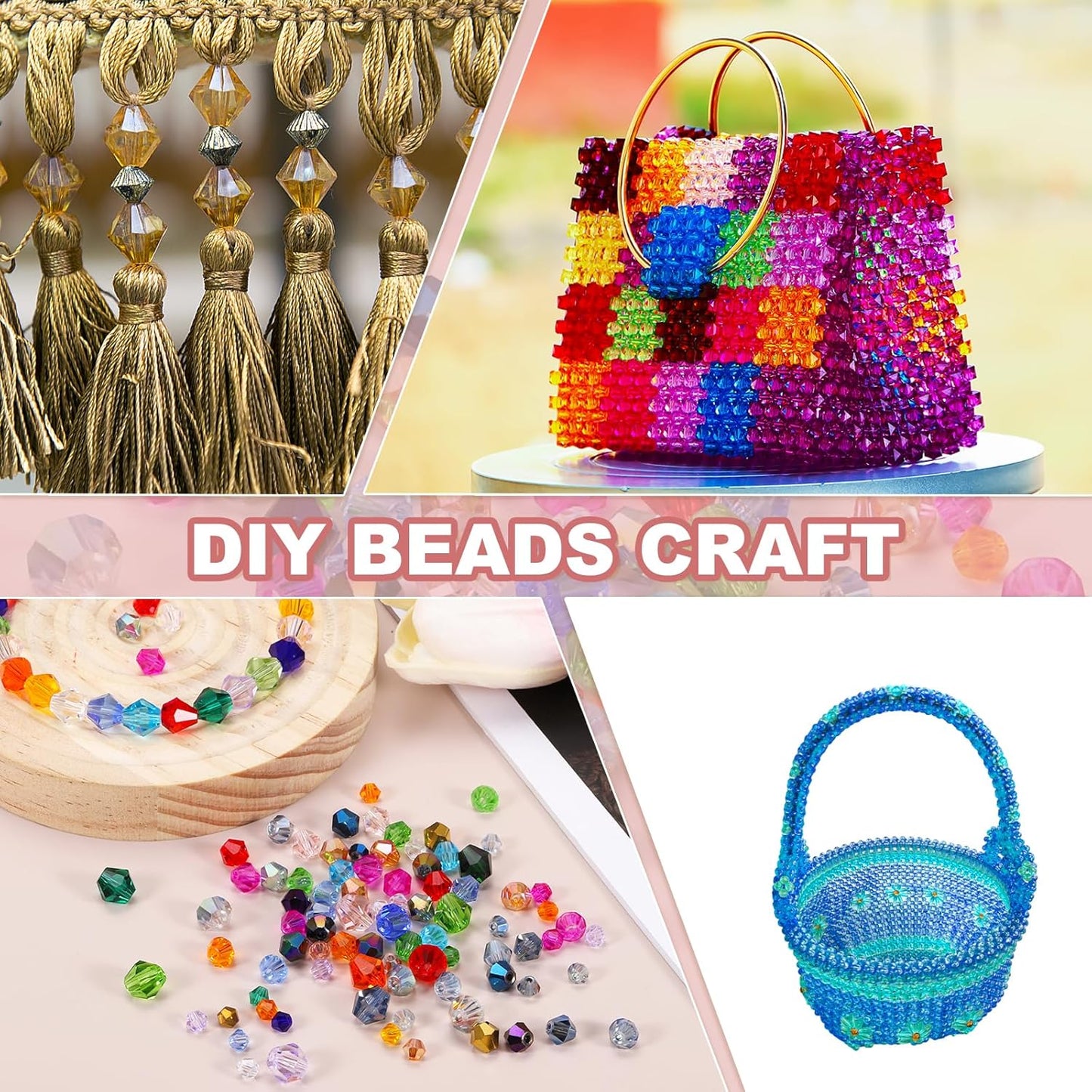 PATIKIL 1000pcs 4mm Bicone Glass Crystal Beads, Faceted Glass Spacer Beads with Box for Jewelry Making Bracelet Necklace Earrings DIY Suncatcher Craft, Green