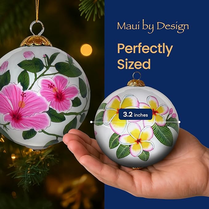 Collectible Hawaiian Hibiscus and Plumeria Christmas Ornament Kauai PH/K