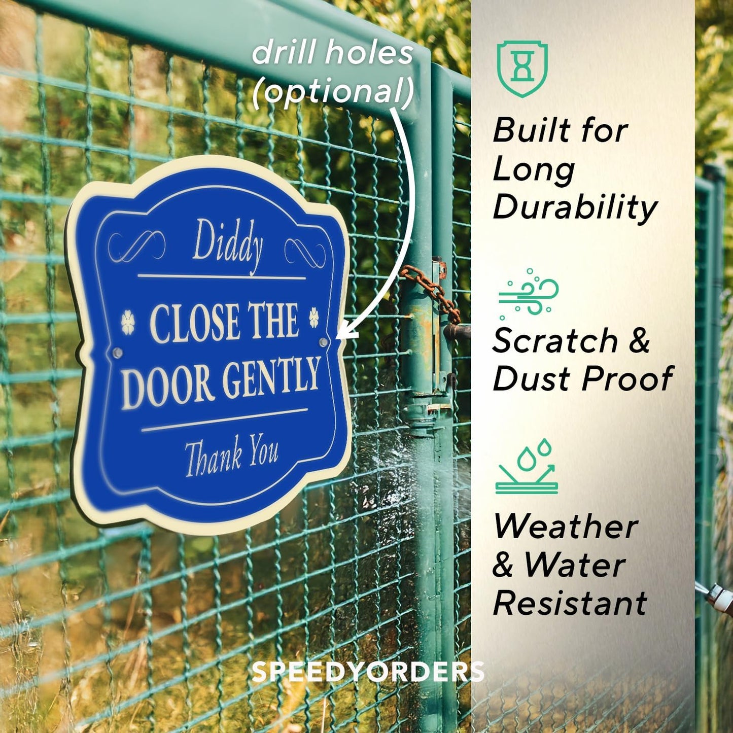 Custom Decorative Outdoor Metal Sign, Personalized Aluminum Driveway Sign - Waterproof, Made In USA - Design 3 Blue Steel 36x24 In