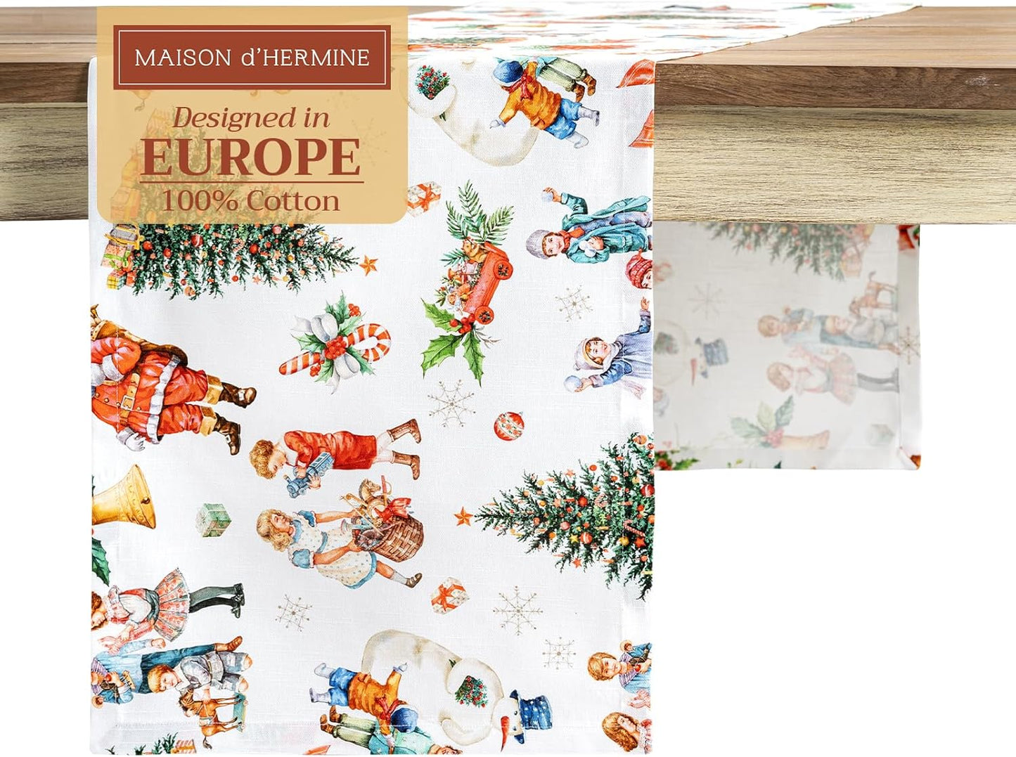 Maison d' Hermine Table Runner 100% Cotton Single Layer Table Runners 108 inches Long for Thanksgiving Christmas Decorations Home Kitchen Dining Party Wedding (Chromo, 14.5" x 108")