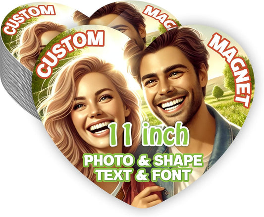 KETABAO – 11" Customized Photo Heart Magnets for Refrigerators and Cars – Personalized Magnetic Decoration for Homes and Storage Cabinets