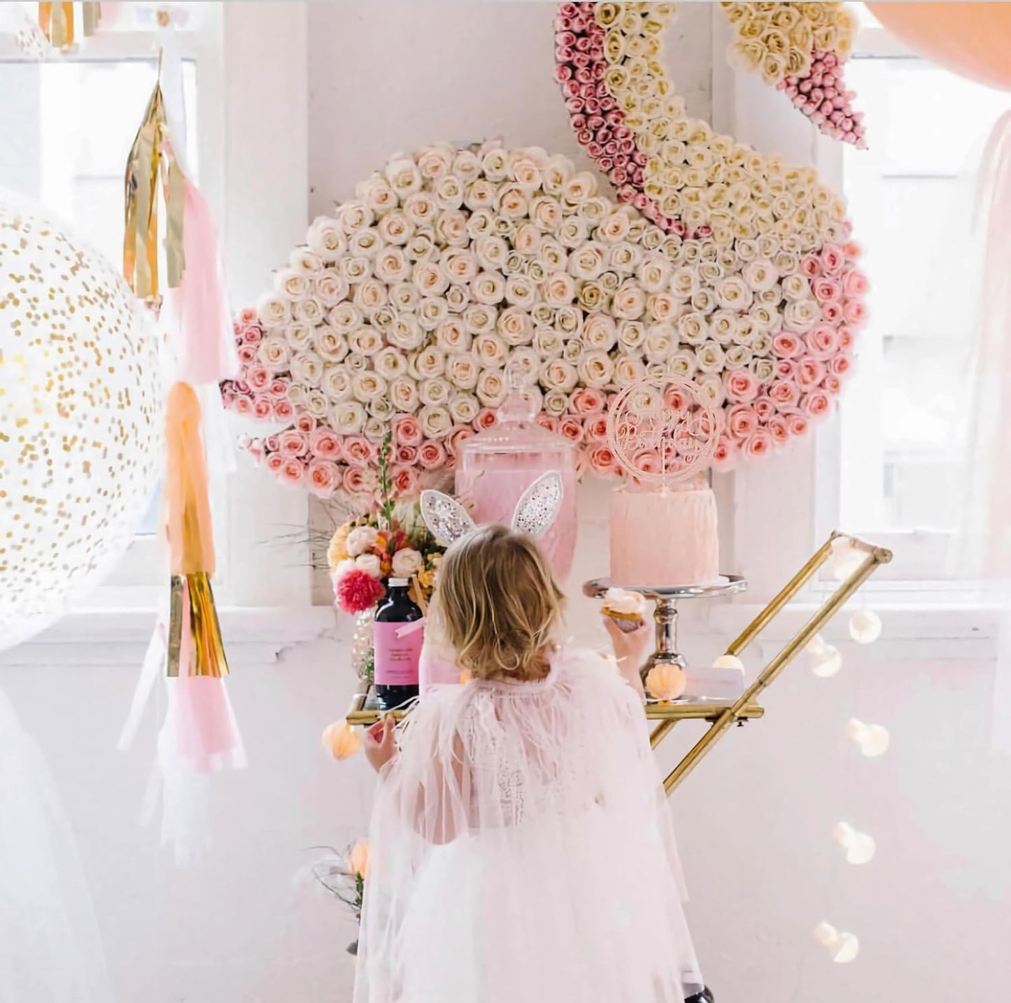 Happy Birthday Cake Topper - Rose Gold Glitter Happy Birthday Cake Decoration Supplies for Children or Adults - Happy Birthday Cake Bunting Decor, Photo Booth Props