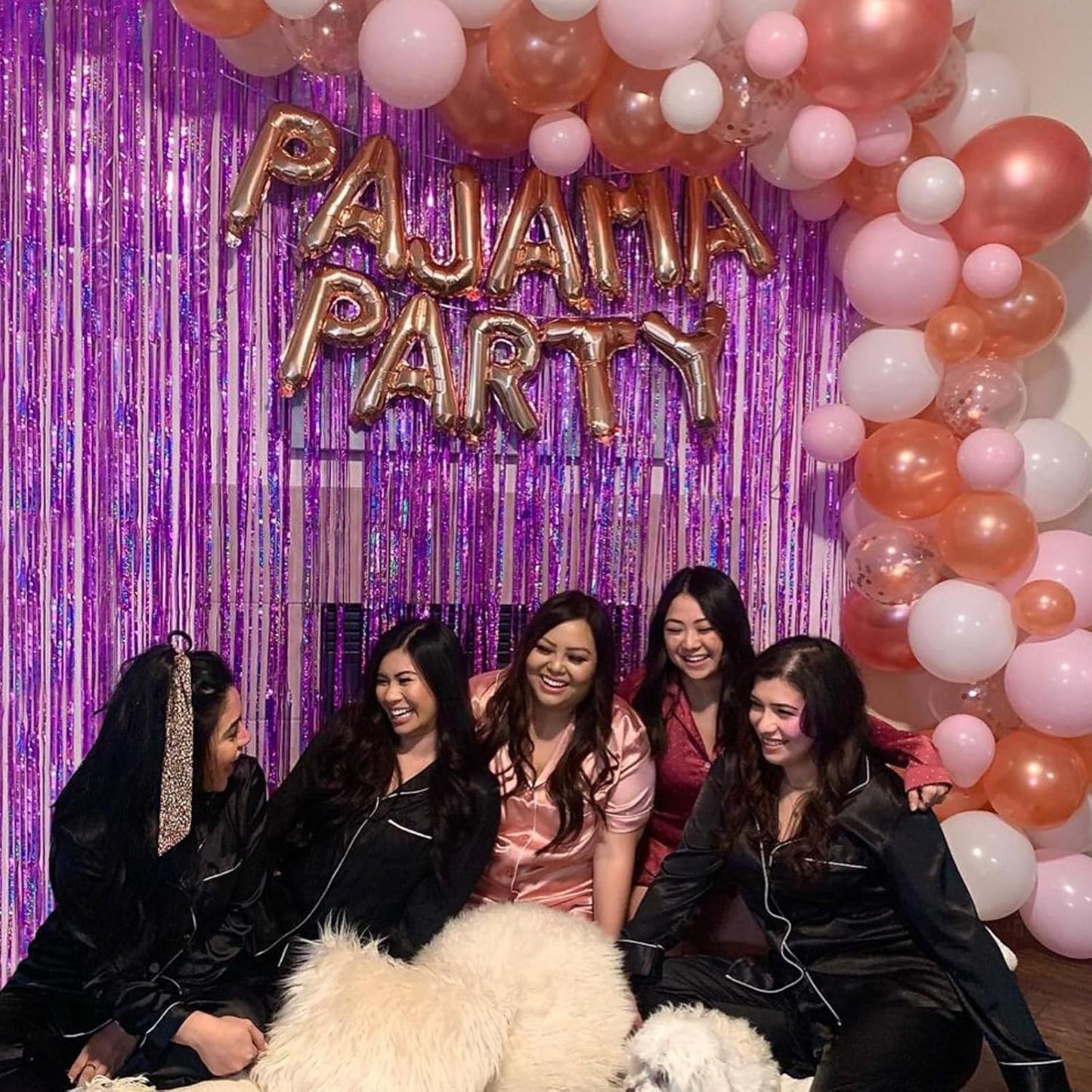 CANREVEL 2 Pack 3.3x8.2 Feet Hot Pink Foil Fringe Backdrop Curtains, Glitter Tinsel Streamers Birthday Party Decorations, Fringe Backdrop for Bachelorette Engagement Wedding Baby Bridal Shower Party