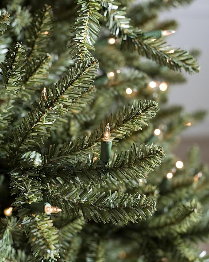 Balsam Hill 7ft Pre-Lit Classic Blue Spruce - Artificial Christmas Tree with 850 Clear Incandescent Lights, Easy Plug Technology, Premium Stand for Indoor Holiday Decorating