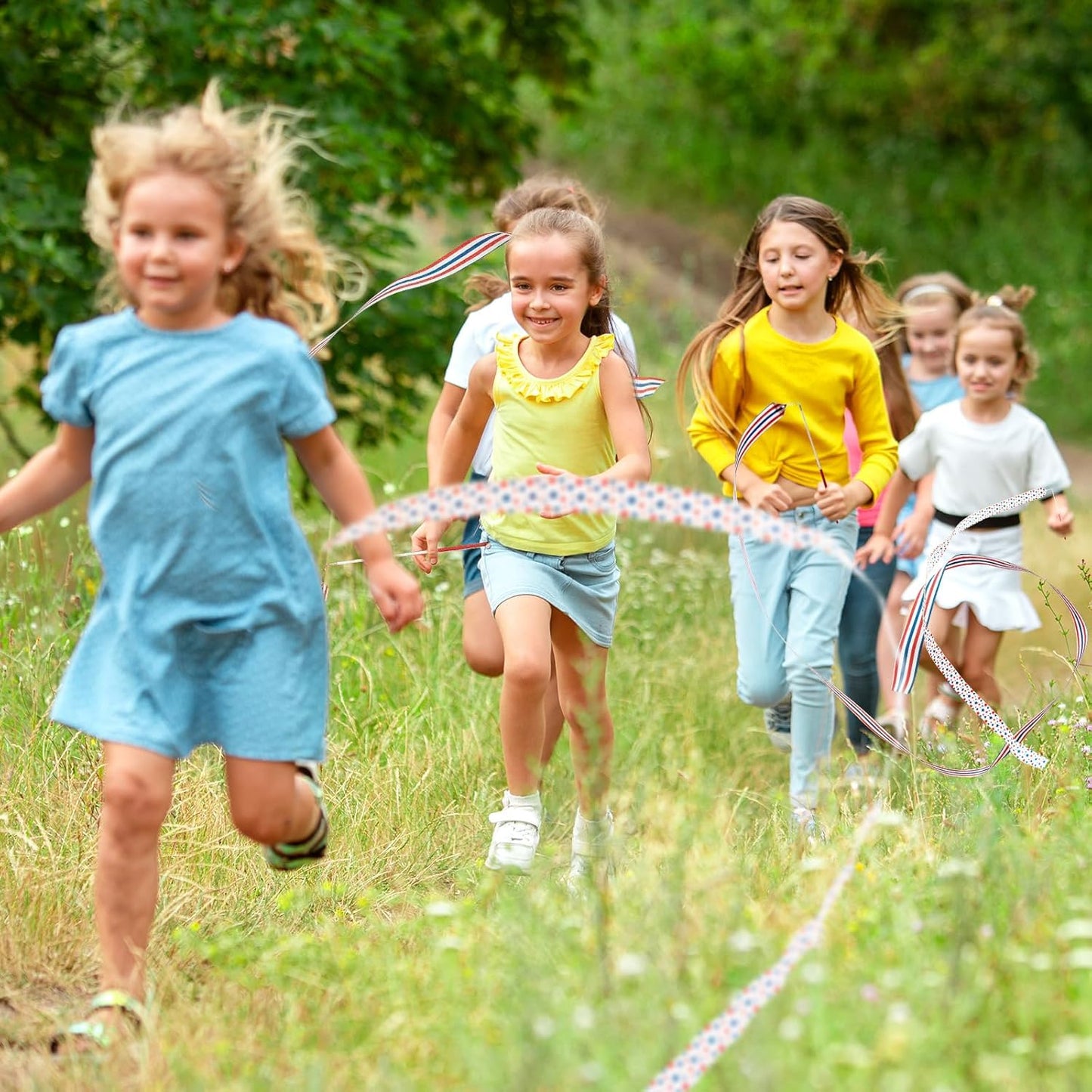 20 Pack Ribbon Dancer Wands for Patriotic Party Favors Supplies, Dancing Ribbon Stars and Stripes Streamers Ribbon Twirling Wand for Independence Day Labor Day Decorations Party Supplies