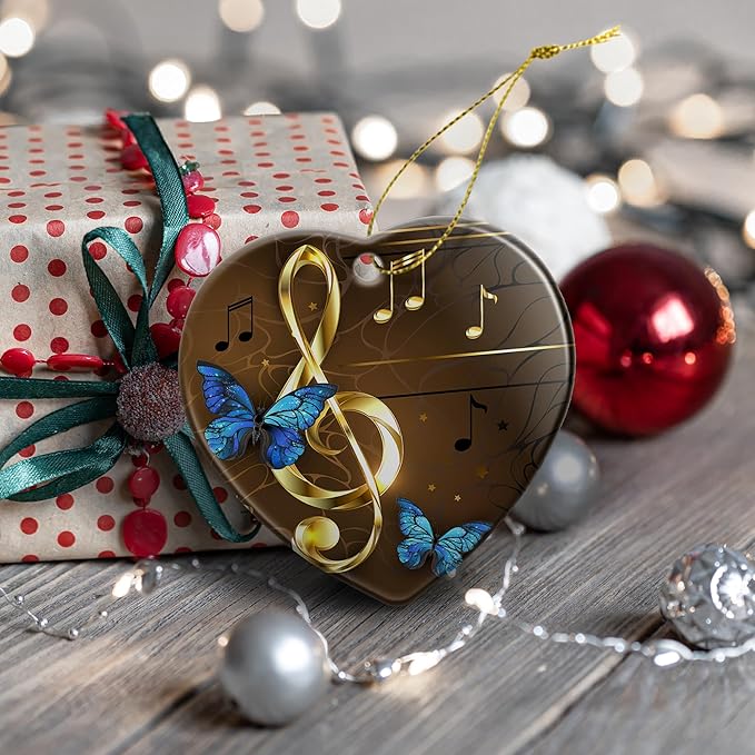 Musical Note Christmas Ornaments,Christmas Tree Decorations Decorative Hanging Ornament,2025 Navidad Holiday Decoration for Women Men,Ceramic Horse Lover Gifts Xmas Home Decor