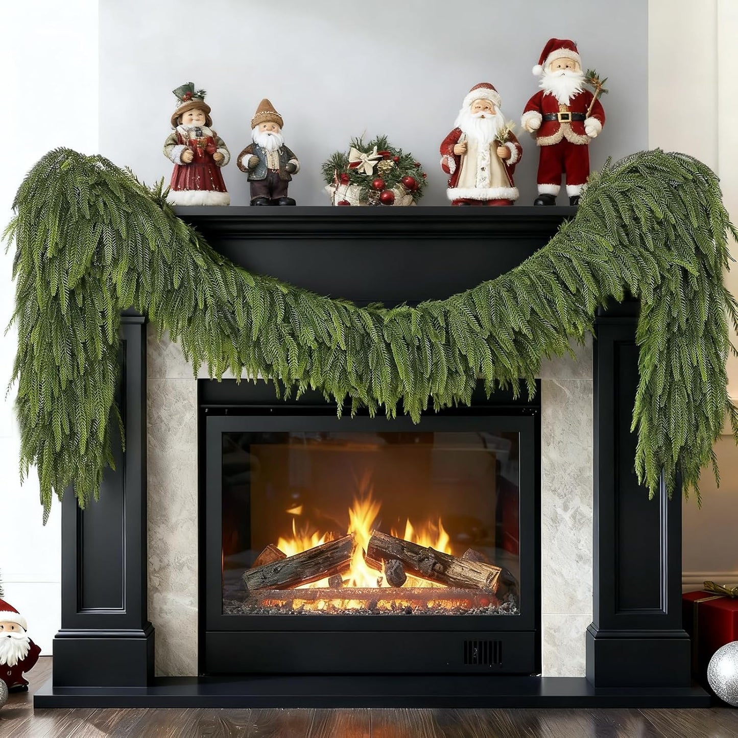 5FT Christmas Norfolk Pine Garland -1PCS, Artificial Pine Needles Garlands Faux Greenery Fake Garland for Holiday Fireplace,Table,Window,Stairs,Mante,Indoor Outdoor Decor