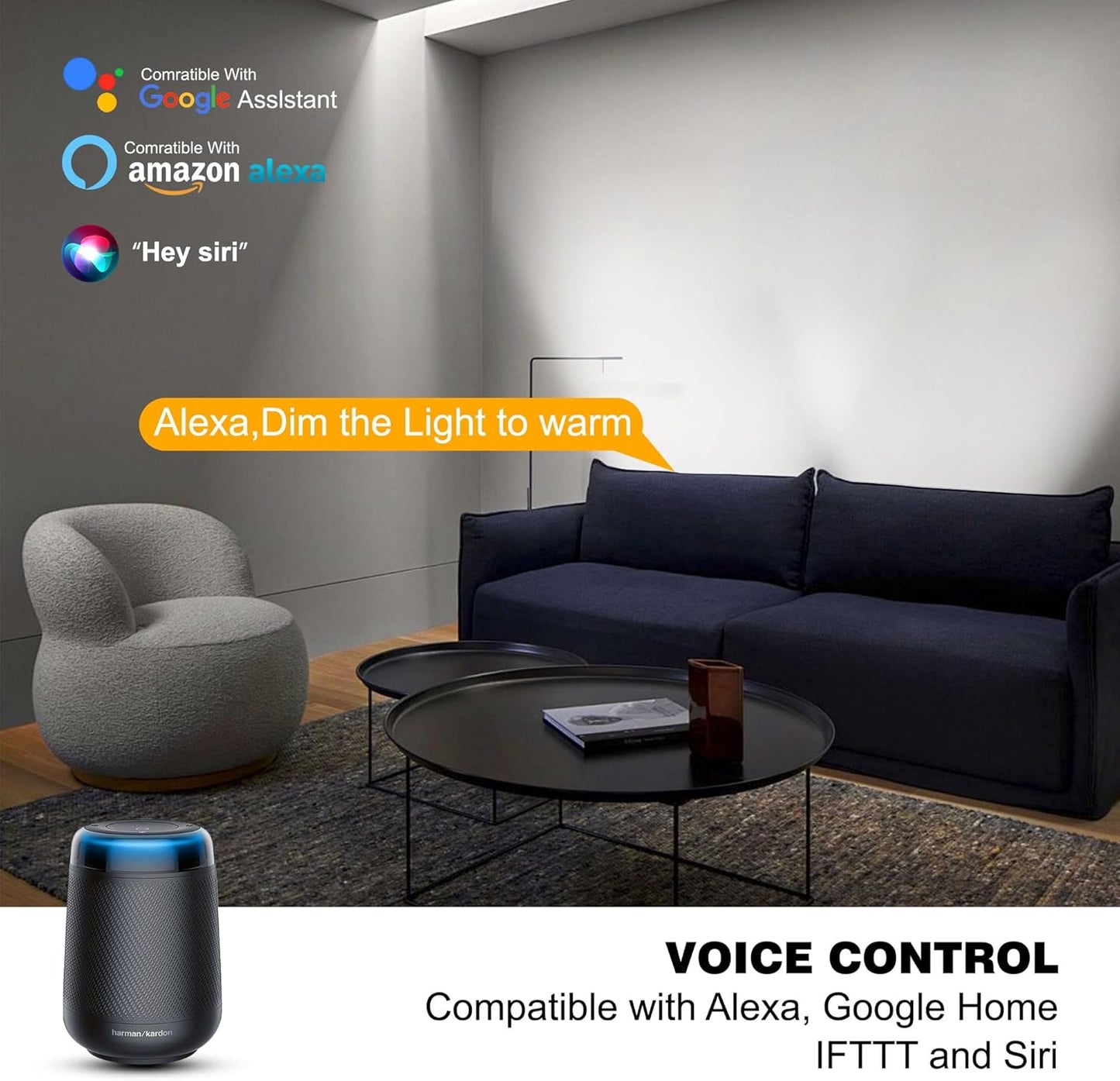 Smart Wall Washer Lights Adjustable Color Temperature 2700K-6500K,72W 9600lm 1%-100% Brightness Dimmable LED Bar Light APP & Remote Control for Outdoor, Compatible with Alexa/Google Assistant