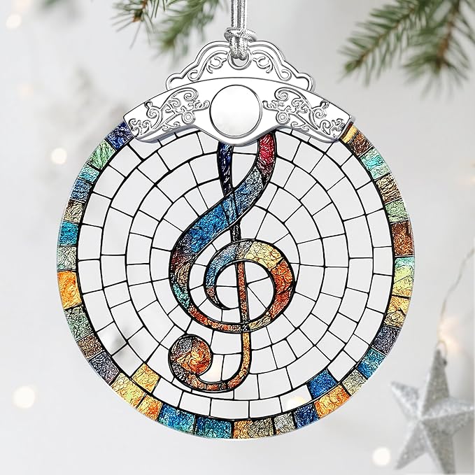 Musical Note Ornament, Stained Glass Christmas Decorations, Christmas Ornaments for Tree, Holiday Ornament, Gifts for Musical Lovers, Holiday Party Gifts, Gift Ideas & Xmas Gift
