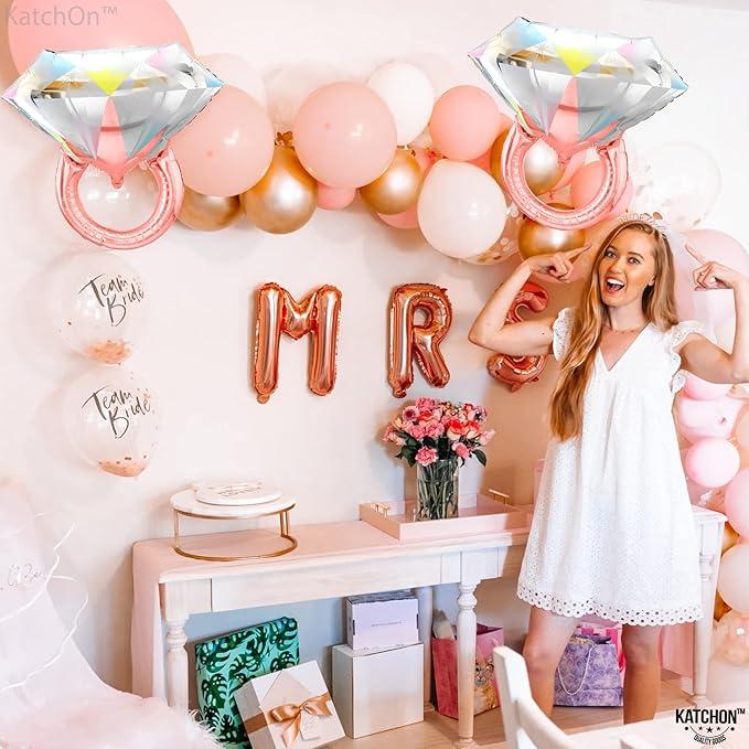 KatchOn, Rose Gold Diamond Ring Balloon - 26 Inch, Pack of 2 | Ring Balloon Bachelorette, Bachelorette Party Decorations | Engagement Party Decorations | Engagement Decoration, Bridal Shower