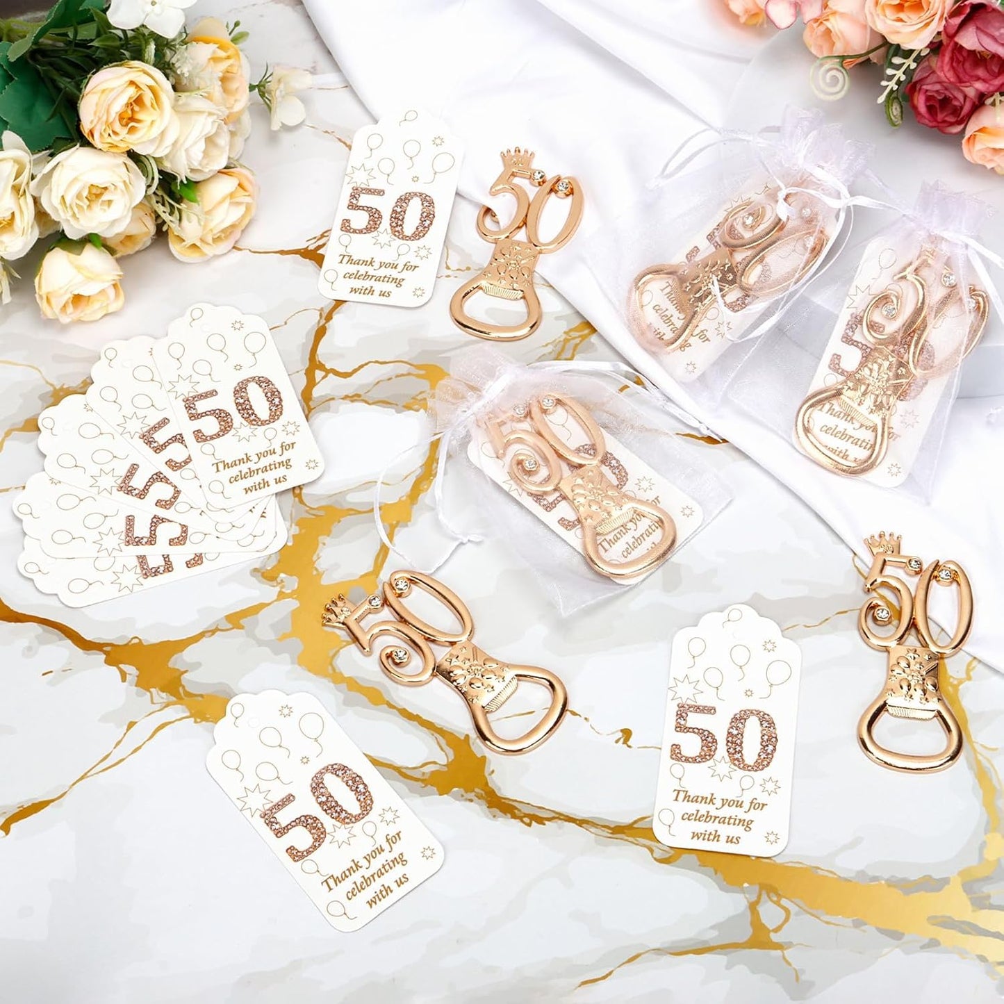 50Pcs 50th Birthday Bottle Opener Set 50th Birthday Party Favors 50th Golden Bottle Openers Personalized Party Favors Wedding Anniversaries Souvenirs Favors For Guests Party