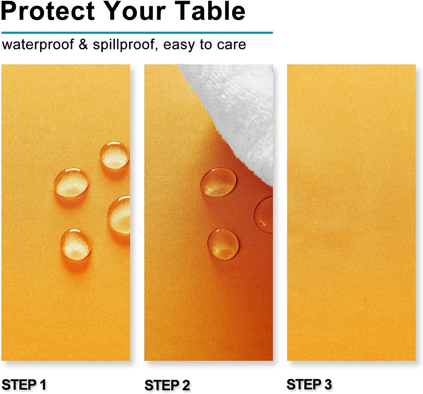 Hiasan Tablecloth for Square Tables - Waterproof and Spillproof Washable Fabric Table Cloth for Dining Room Kitchen Party, 70 x 70 Inch, Orange Yellow