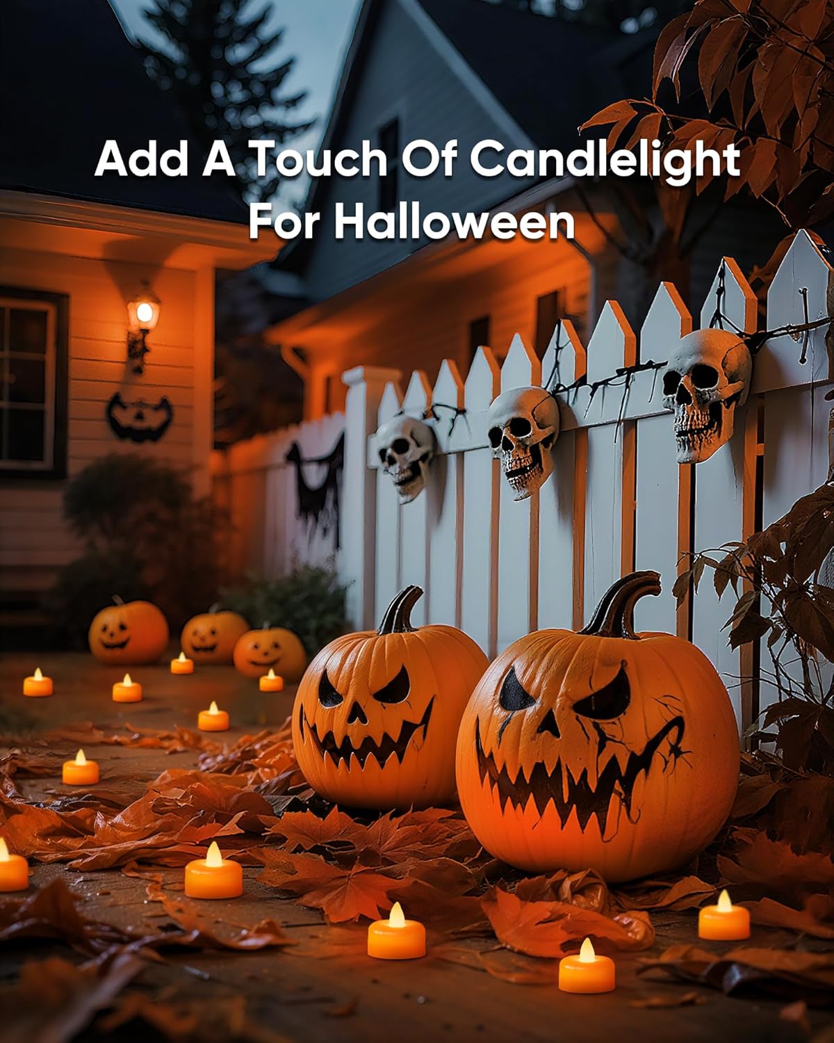 Amagic 24 Pack Halloween Orange Flameless LED Tea Lights Candles Battery Operated, Electric Fake Tealight Candles for Votive, Wedding, Table Centerpiece, Party, Holiday Decor, Christmas