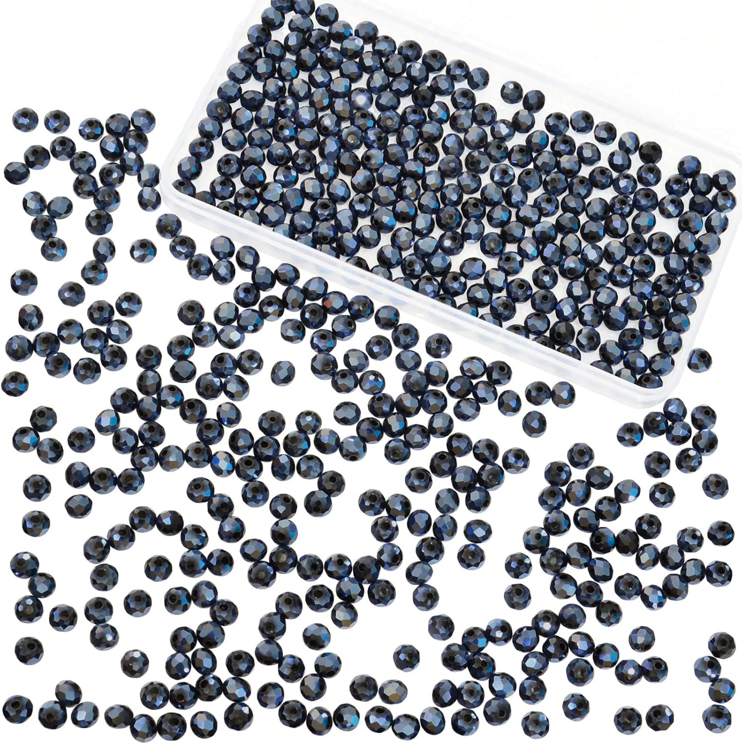500Pcs 6mm Crystal Glass Beads for Jewelry Making Beads for Bracelets Necklace Pendants Making Supplies(Navy Blue)