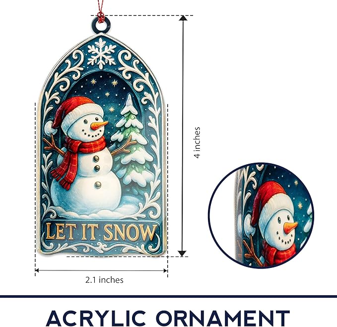Christmas Ornament 2025 - Snowman Ornament - Snowman Ornaments for Christmas Tree - Acrylic Christmas Ornaments - Christmas Ornament 2025 - White Elephant Gifts - Xmas Tree Funny Decoration