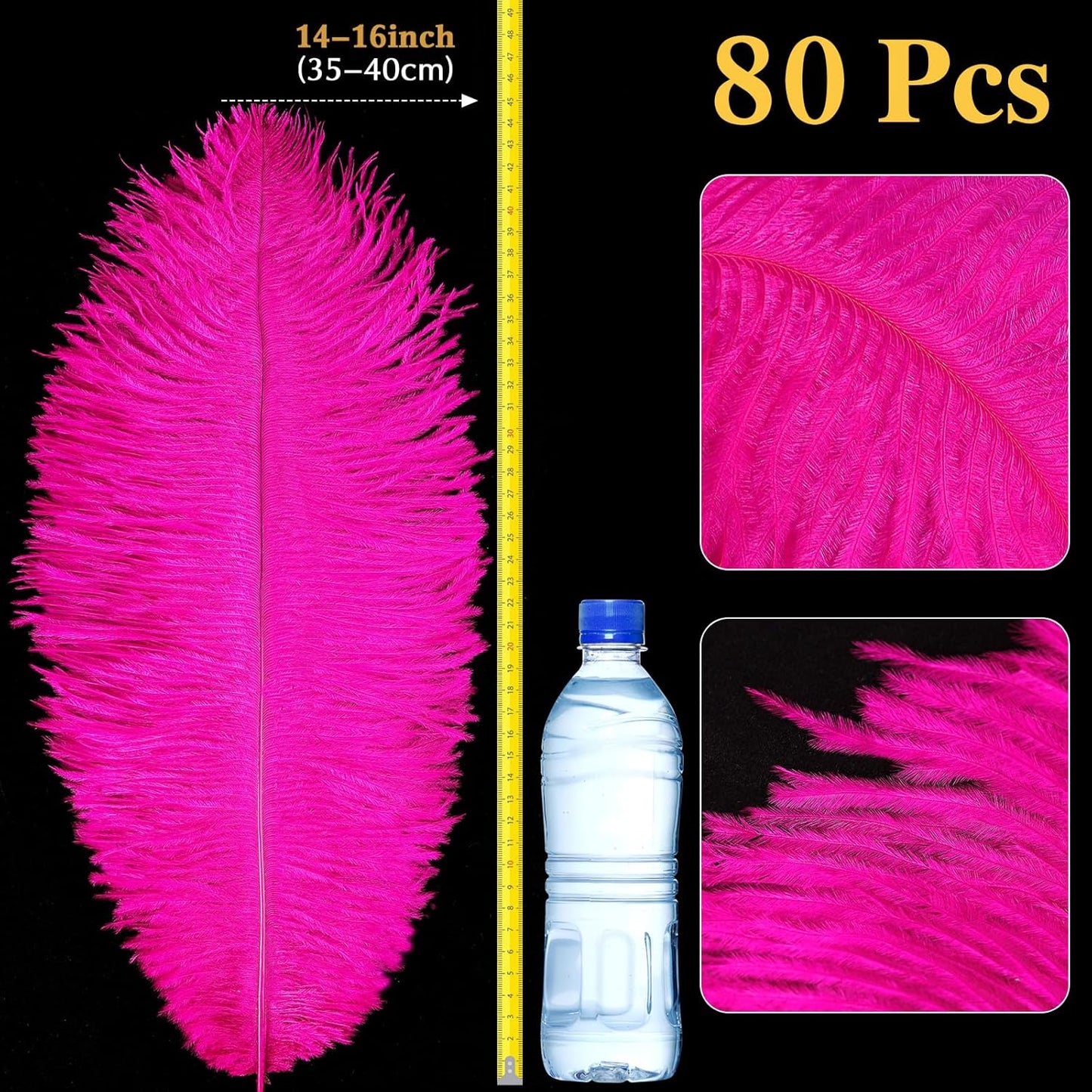 80 Pcs Large Natural Ostrich Feathers Plumes 14-16 Inch Bulk for DIY Crafts Wedding Party Centerpiece Vase