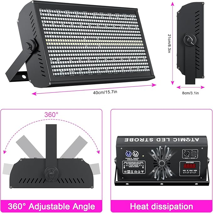 Led Wall Washer Light with Case,200W Stage Lighting Bar Dj Light Bar Party Lights DJ Disco Lights Professional DMX Control Auto Play Sound Activated Strobe Lighting for Church Wedding Club-6 PCS