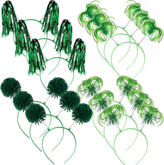 Censen 12 Pcs Halloween Pom Pom Party Headbands Tinsel Ponytails Spirit Head Bopper Headwear for Christmas Birthday Holiday