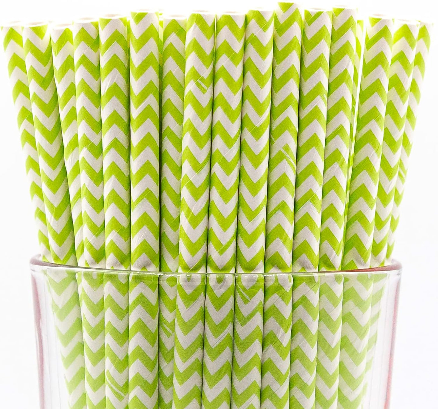 Pack of 900 Green Chevron Biodegradable 4-Ply Paper Drinking Straws (Compostable, Non-toxic, BPA-free)