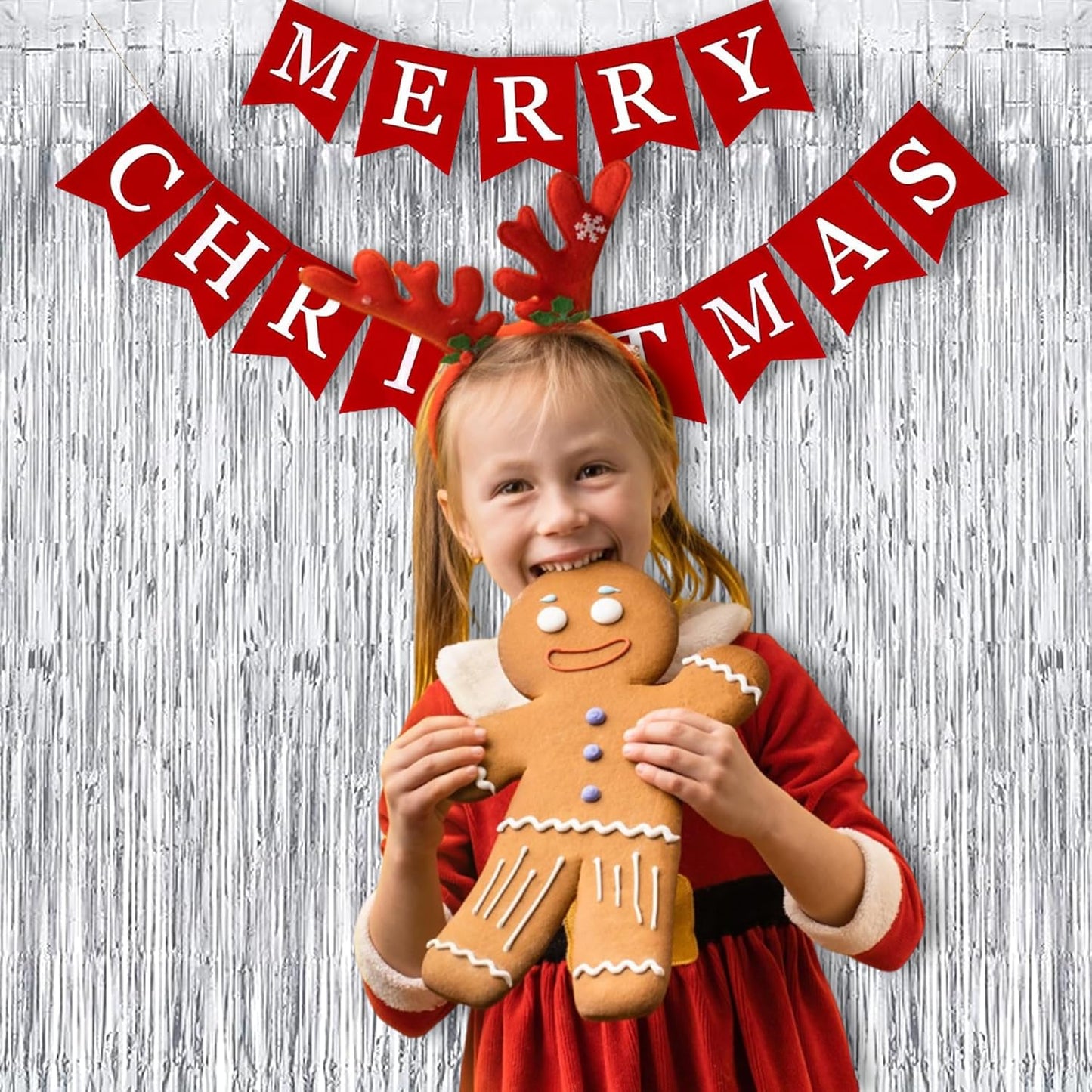 Foil Fringe Curtain Christmas Party Decorations - Silver Metallic Tinsel Photo Booth Backdrop Party Steamers Curtains for 25th Birthdays Decorations Anniversary New Years Eve Bachelorette Parties