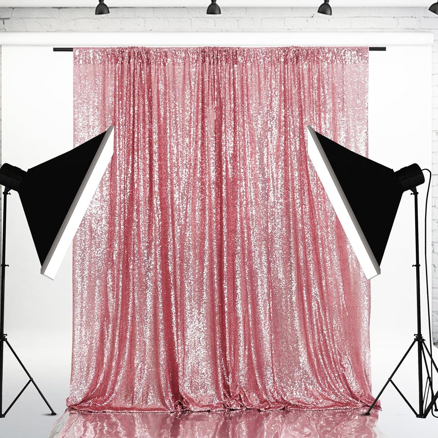 Eternal Beauty Fuchsia Pink Sequin Backdrop, 5x7 Ft Glitter Background Curtains for Shimmer Photography Party Wedding Birthday Back Drop Decor