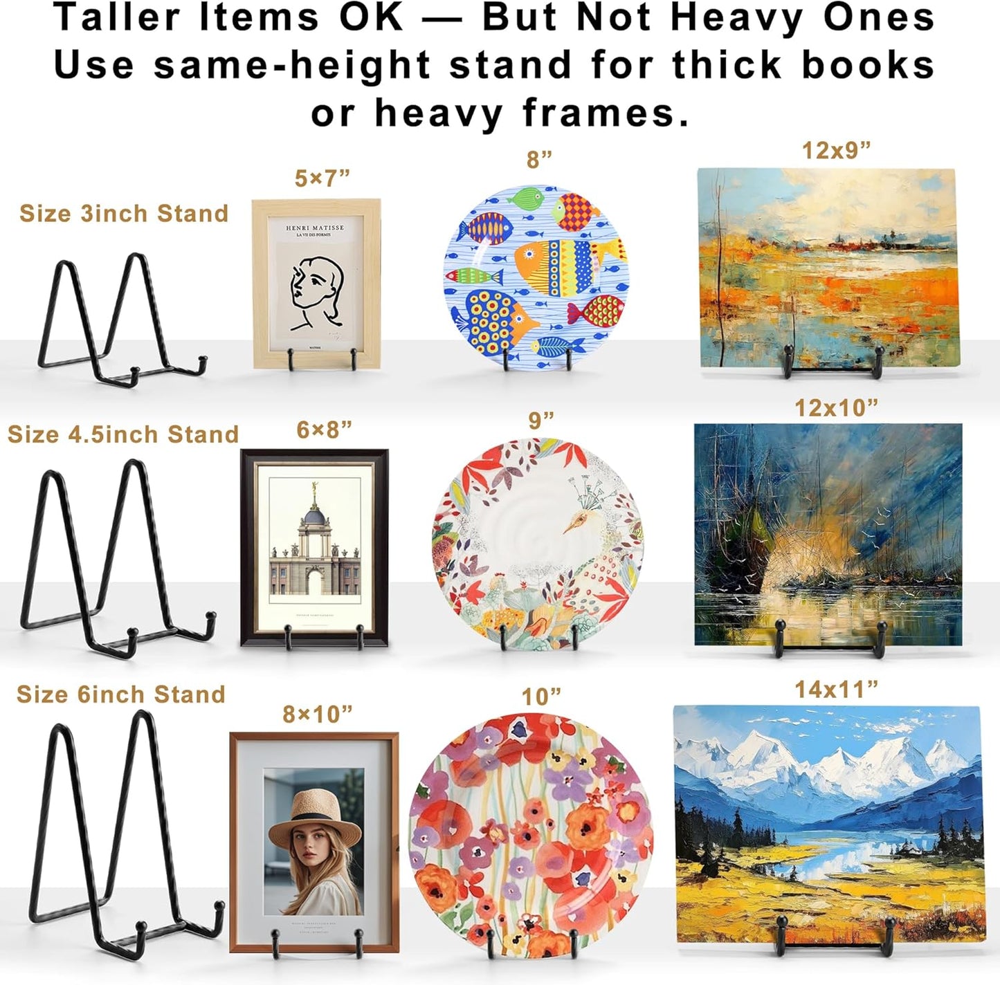 3Inch 3Pack Metal Decorative Plate Stand - Gold Picture Holder Stand for Display, Sign, Book, Photo