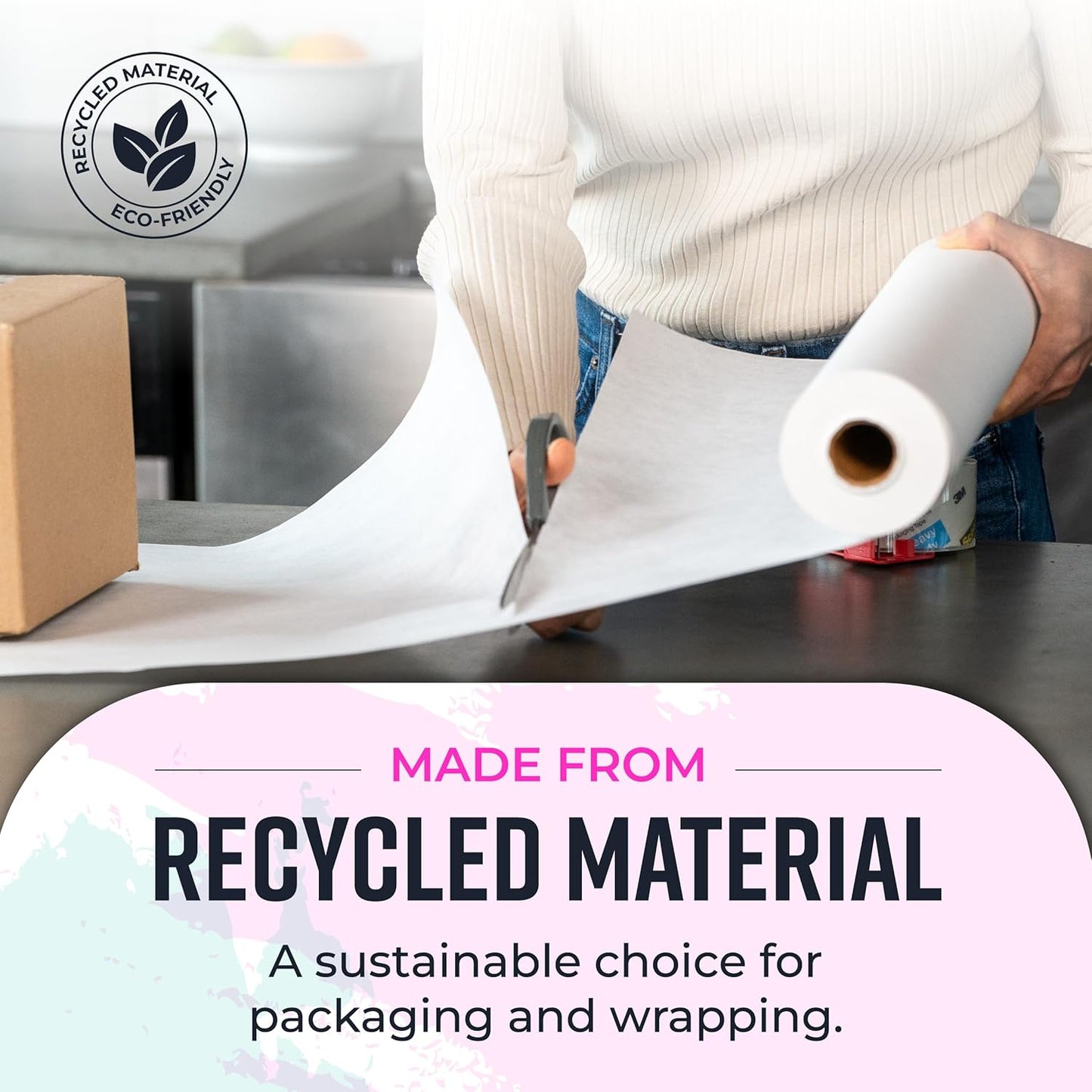 Bryco Goods Kraft Paper Roll - 18” x 75’ (900”) - Pack of 2 - White Easel Paper for Drawing, Painting, Arts & Crafts, Bulletin Boards, and Gift Wrapping - Made in The USA