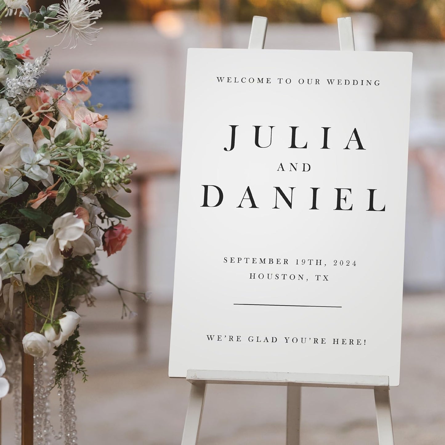 Personalized Wedding Welcome Sign, Customized White Foam Sign for Wedding, 3 Optional Sizes, 29 Design Colors - Wedding Plaque for Welcome Sign, Customizable Wedding Décor