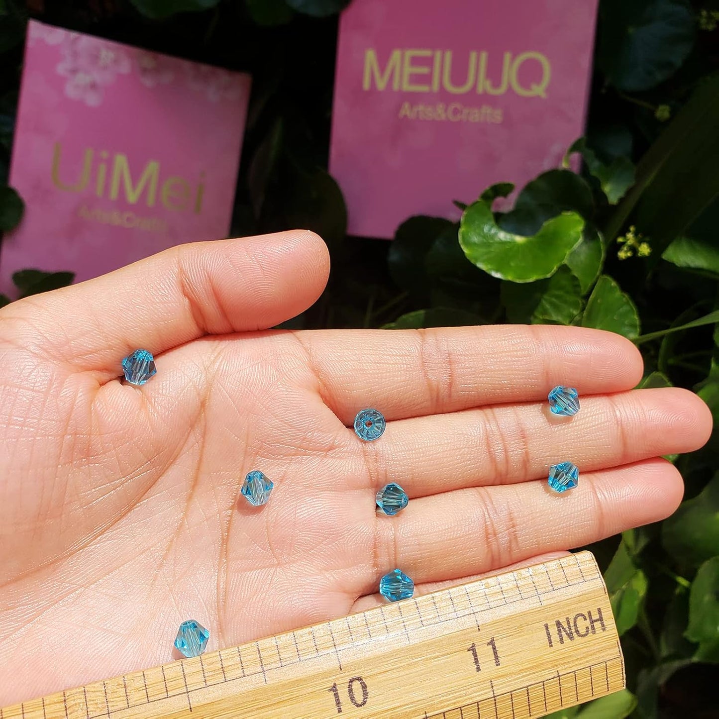 6mm Bicone 450Pcs Aquamarine Crystal Glass Beads Faceted Bicone Shape Crystal Glass Spacer Beads for Bracelet Necklace Decorative Hand Jewelry Making (Aquamarine, 6MM)