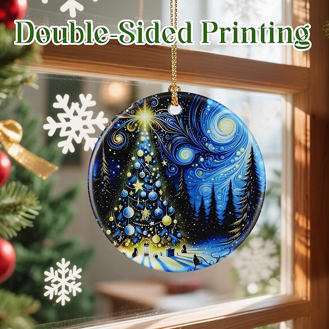 Starry Night Ornament – Christmas Ornament, Christmas Tree Ornament, & Perfect Holiday Decor | Gifts for Art Lover, Gift Exchange, Gift Idea - Xmas Tree
