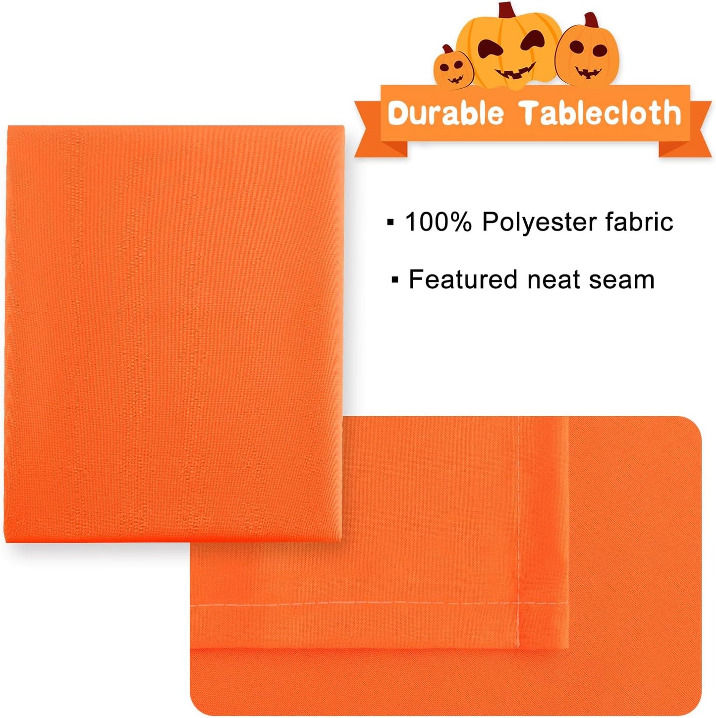 Hiasan Pumpkin Orange Rectangle Tablecloth - Waterproof Washable Polyester Fabric Table Cloth for Buffect Dining Birthday Party Wedding, 70 x 108 Inch