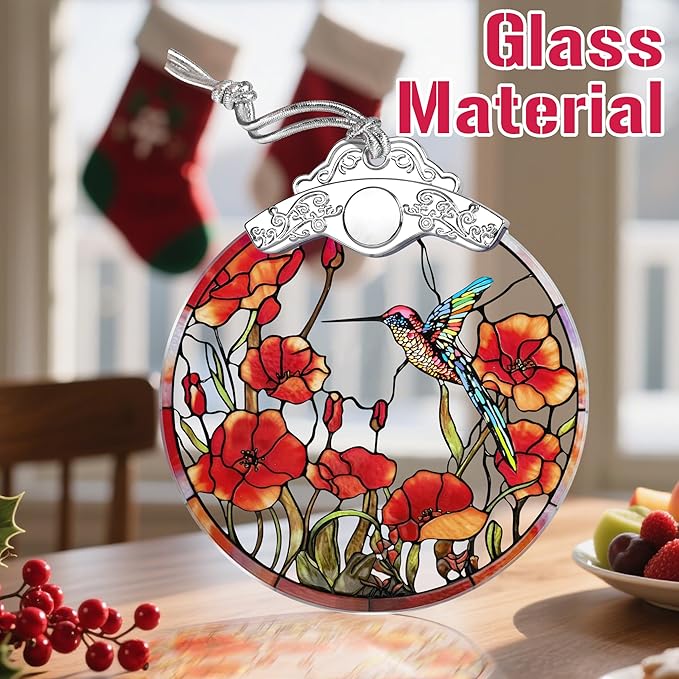 Christmas Ornaments: Stained Glass Ornament, Christmas Tree Ornament, Hanging Ornaments for Home Decor & Xmas Tree Decorations – Exquisite Holiday Decor,Gifts & Holiday Present - Hummingbird
