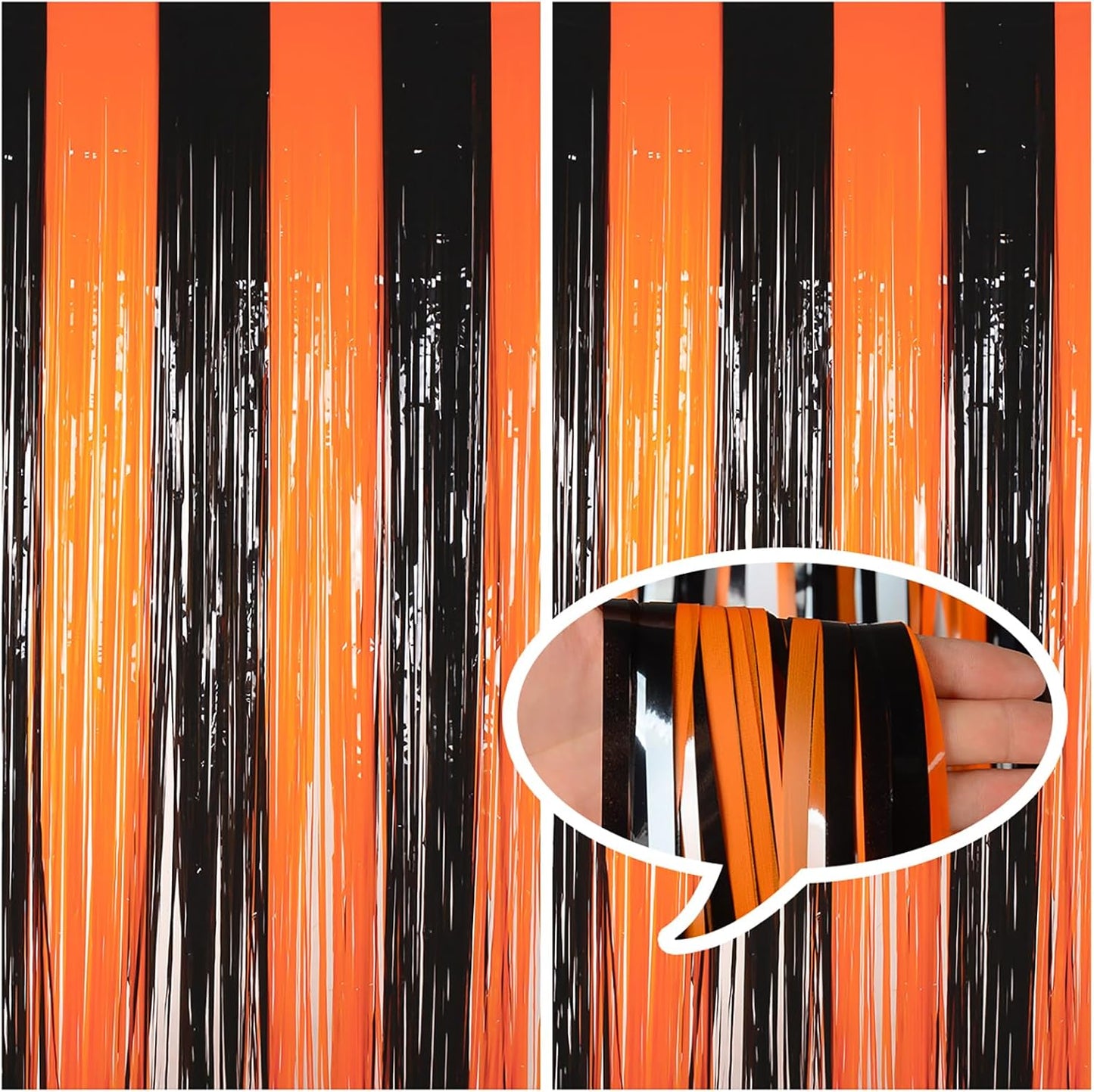 Halloween Party Decorations Tinsel Foil Fringe Curtains Party Backdrop, Melsan 3.2 x 8 ft Streamer Backdrop Tinsel Curtains for Birthday, Graduation, Halloween Party Decor - Pack of 2